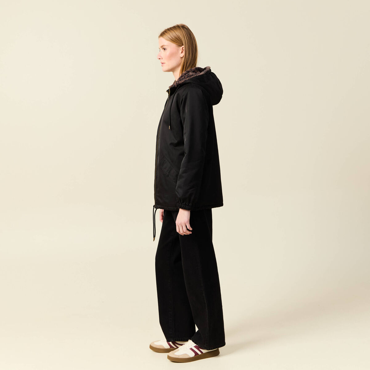 Parka r&eacute;versible noir femme