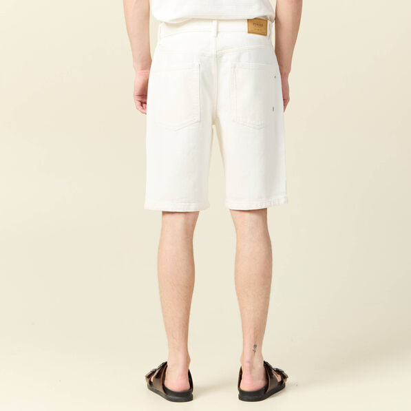 Bermuda droit en jean denim blanc homme