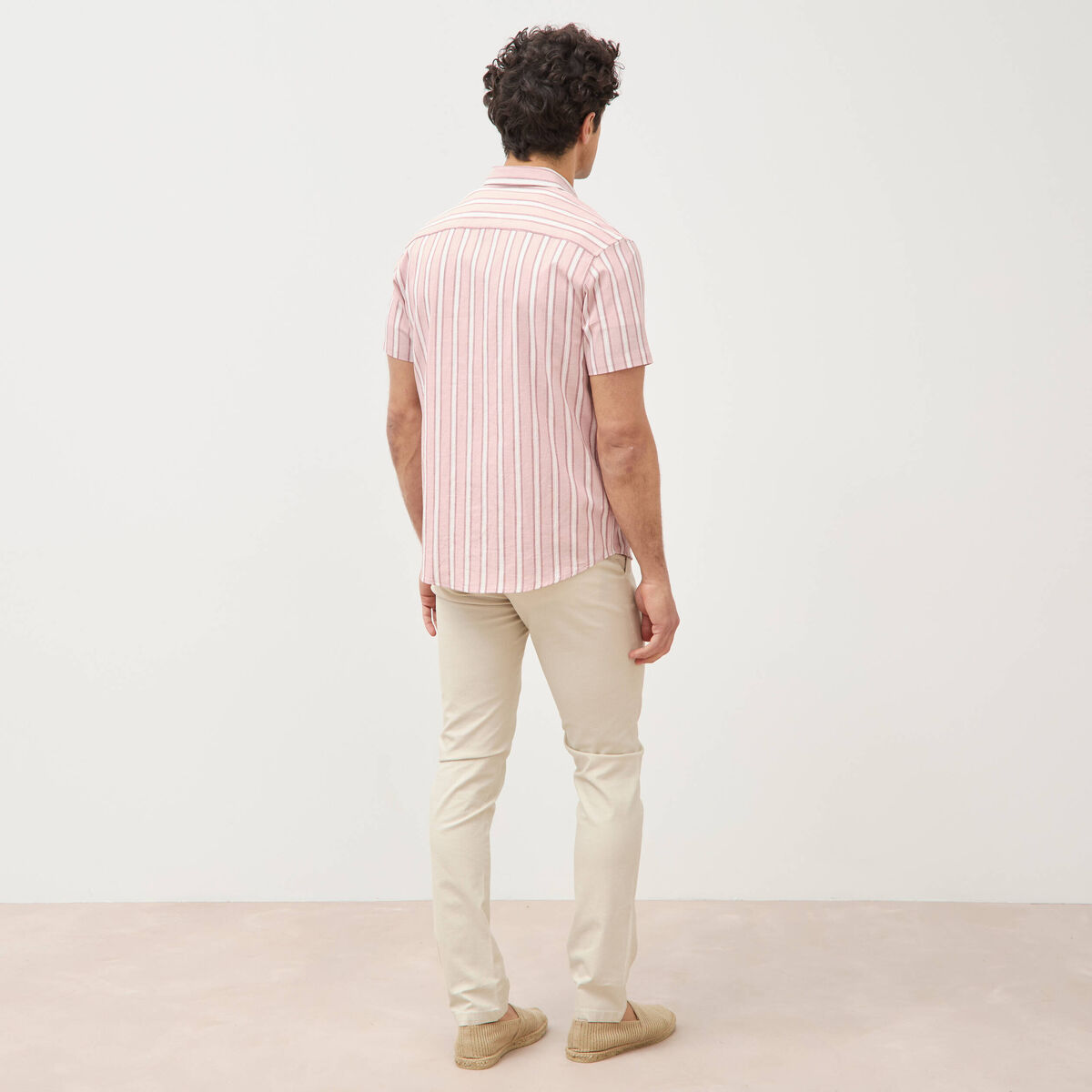 Chemise manches courtes rose pastel homme