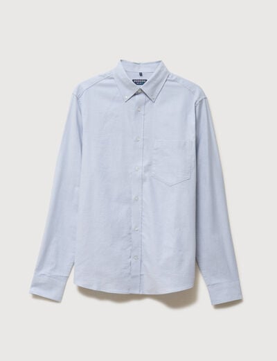 Chemise manches longues col am&eacute;ricain bleu gris homme