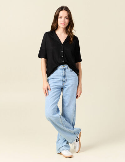 Chemise manches courtes noir femme