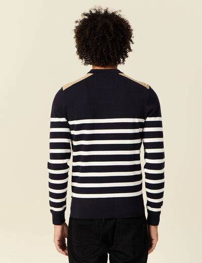 Pull manches longues bleu fonc&eacute; homme