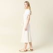 Jupe midi trapèze denim blanc femme