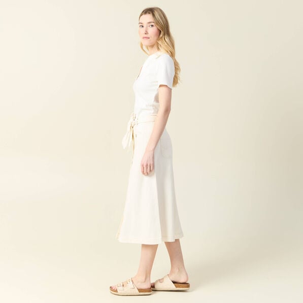 jupe midi trapeze denim blanc femme Jupe midi trapèze denim blanc femme