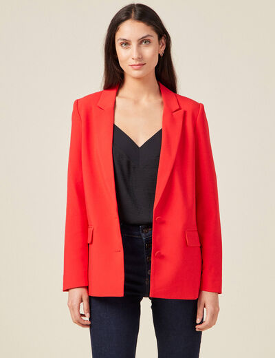 Veste esprit blazer cintrée rouge foncé femme