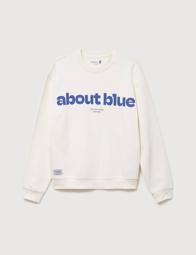 Sweat droit col rond manches longues ecru homme