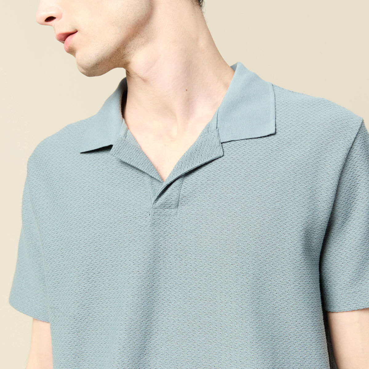 Polo manches courtes bleu gris homme