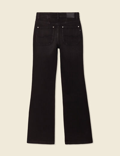 Jeans flare taille haute denim noir femme