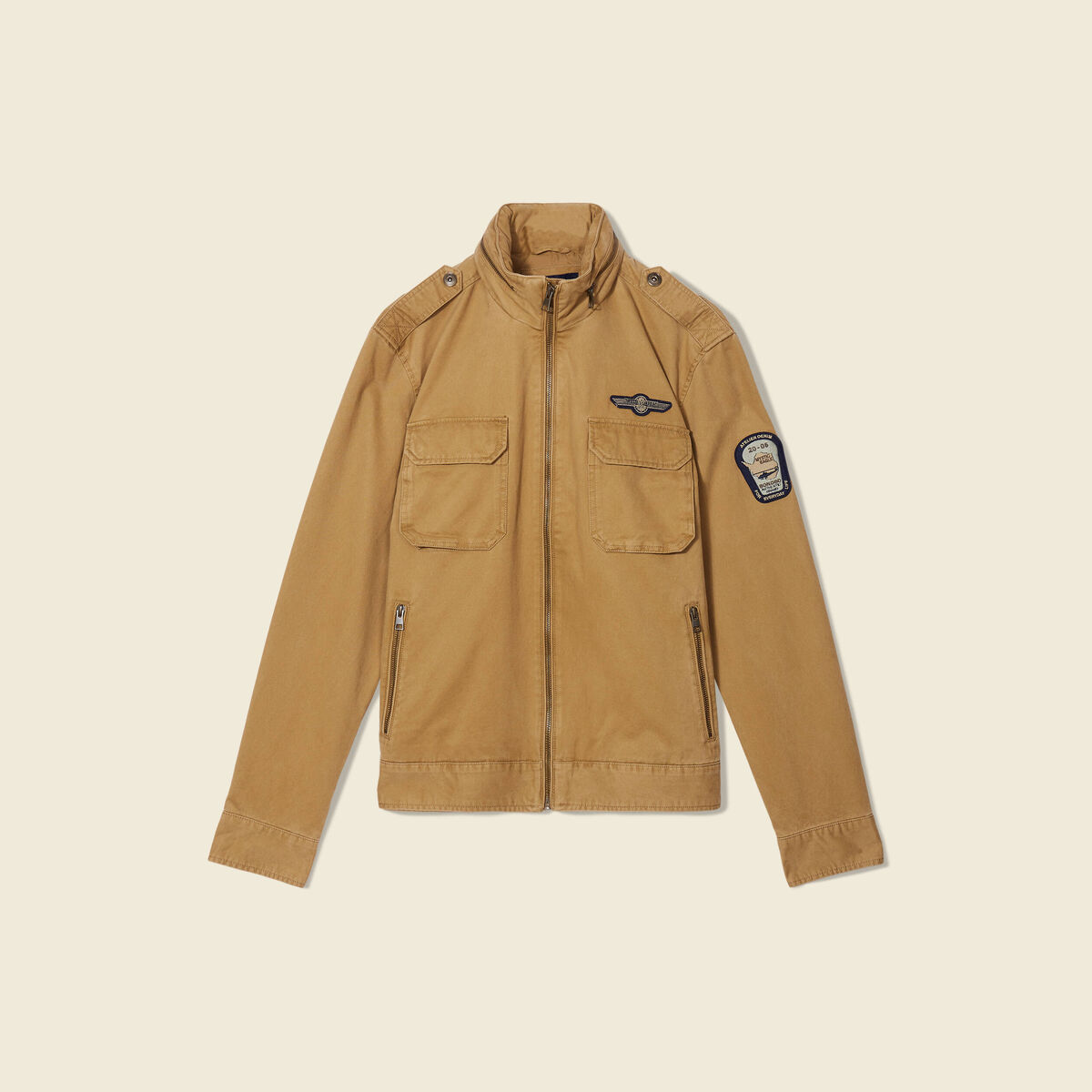 Blouson droit &agrave; col montant camel homme