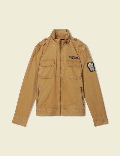 Blouson droit à col montant camel homme