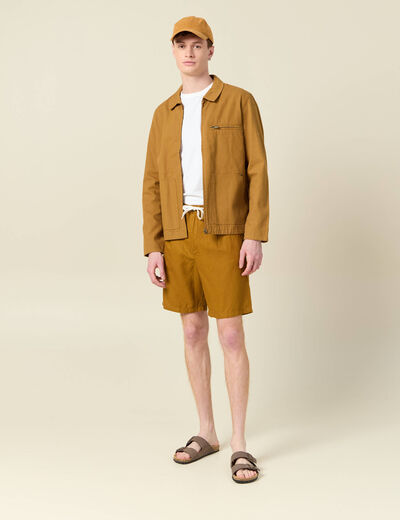 Bermuda droite à coulisse camel homme