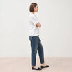 T-shirt droit col rond manches courtes blanc femme