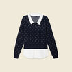 Pull manches longues 2-en1 bleu marine femme