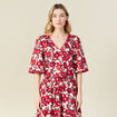 Blouse manches 3/4 rouge femme