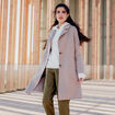 Manteau droit long boutonné marron clair femme
