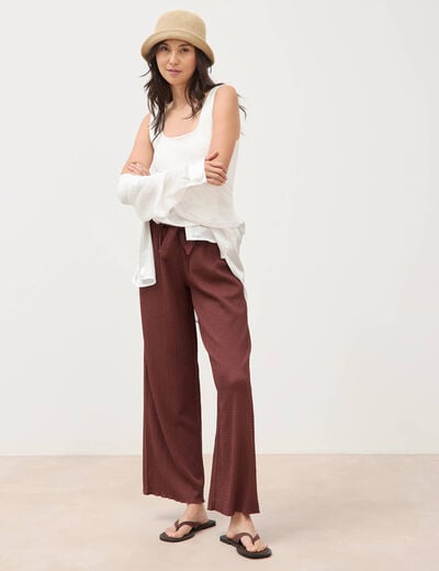 Pantalon loose avec ceinture marron cognac femme