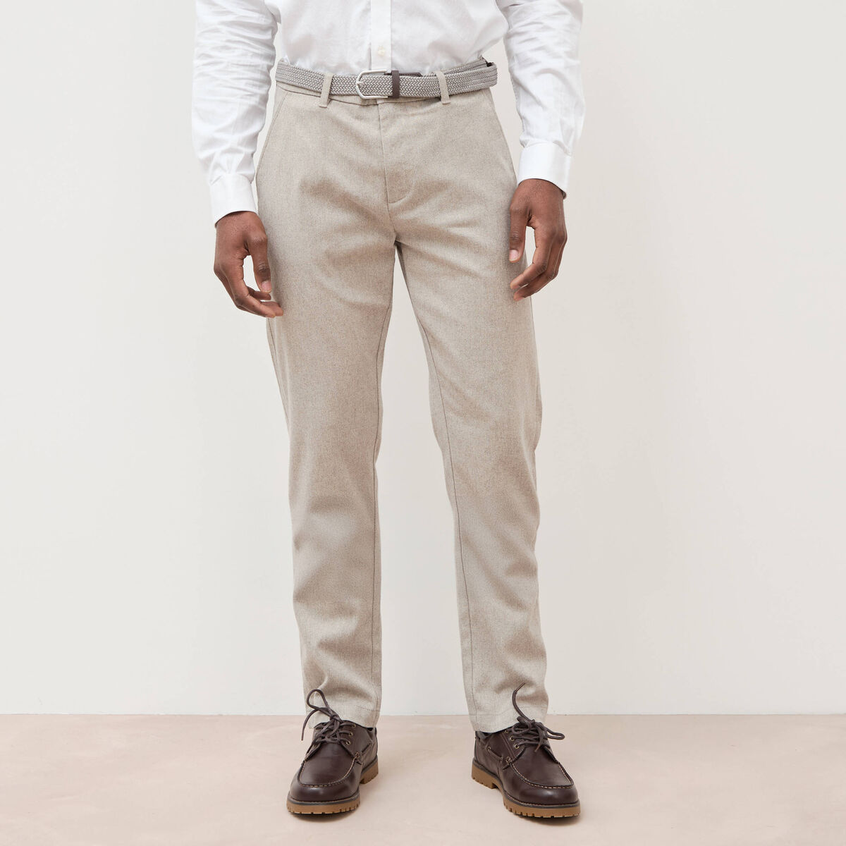 Pantalon chino avec ceinture beige homme
