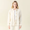 Blouson boutonné brodé denim blanc femme