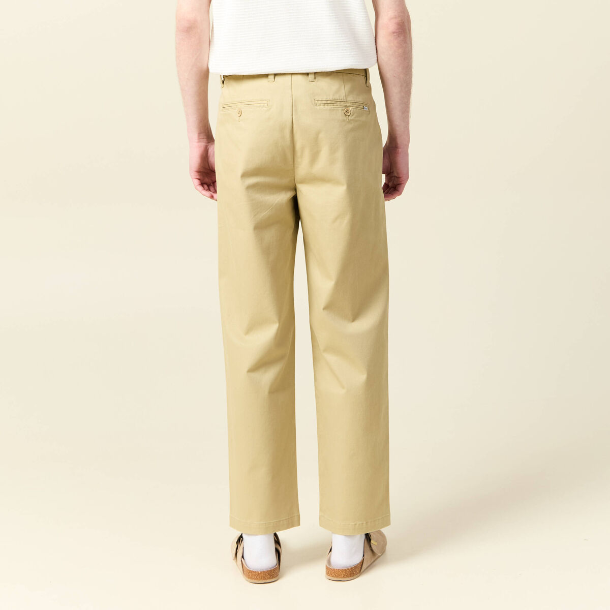 Chino coupe straight beige homme