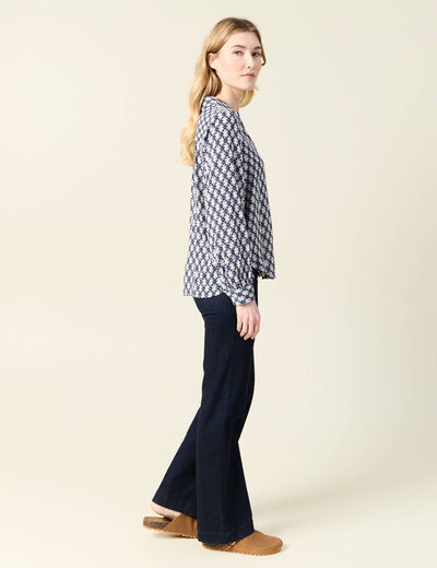 Blouse manches longues bleu femme