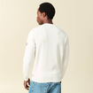 Pull fin col rond manches longues ecru homme