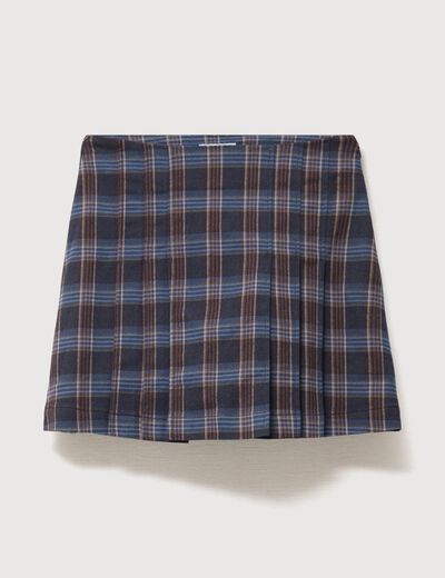 Mini-jupe doubl&eacute;e bleu gris femme