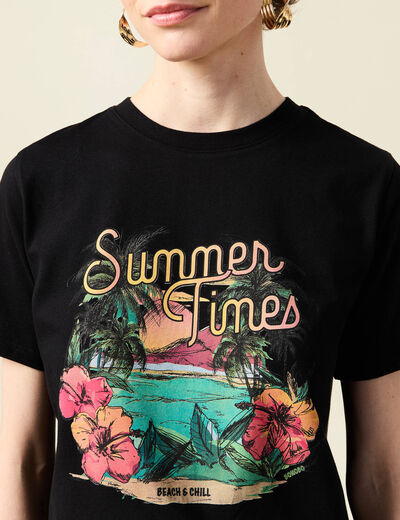 T-shirt manches courtes noir femme