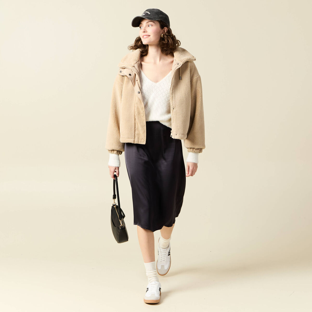 Pull manches longues r&eacute;versible ecru femme