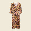 Robe midi évasée manches 3/4 noir femme