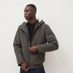 Parka courte &agrave; capuche vert kaki homme