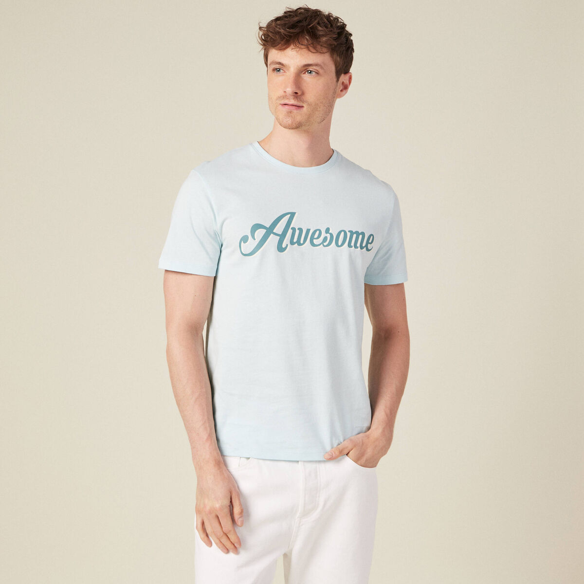 T-shirt manches courtes bleu ciel homme