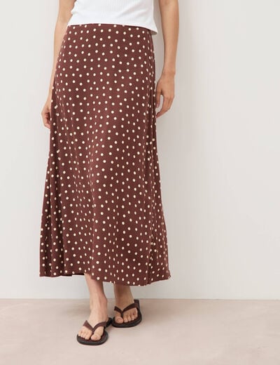 Jupe fluide marron femme