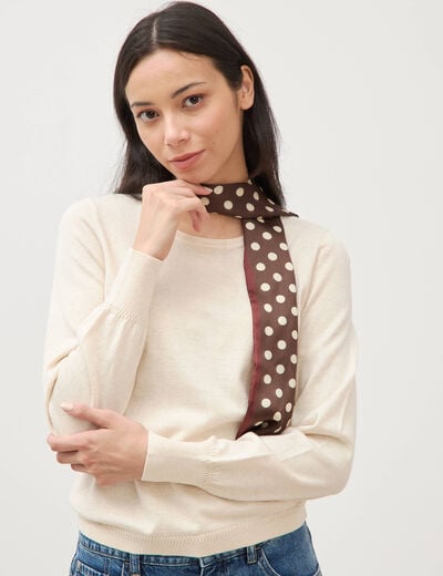 Pull manches longues creme femme