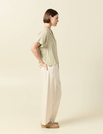 Chemise manches 3/4 vert kaki femme