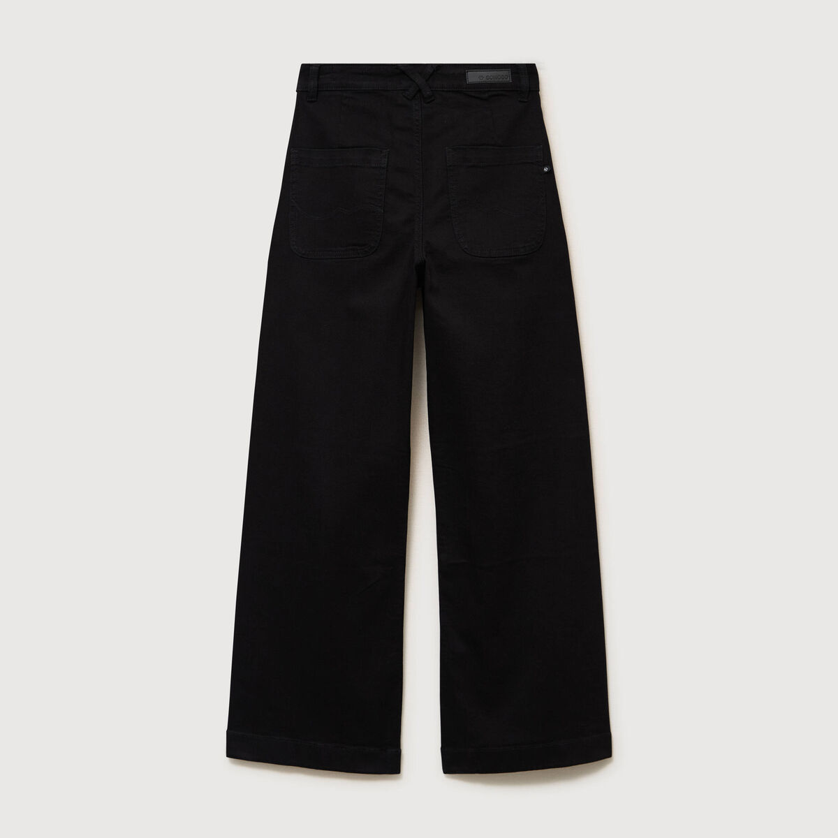 Jeans large taille haute denim noir femme