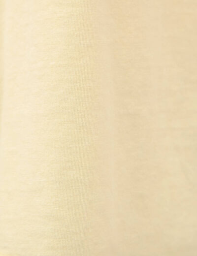 T-shirt col v manches courtes en coton jaune clair femme