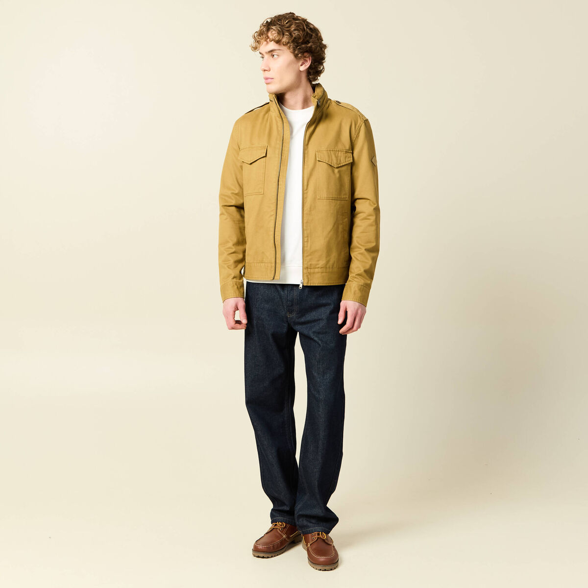 Veste col montant manches longues camel homme
