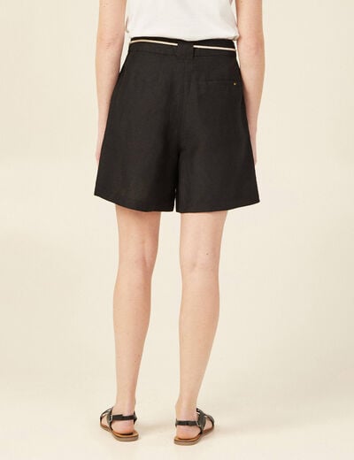 Bermuda large ceinturé noir femme