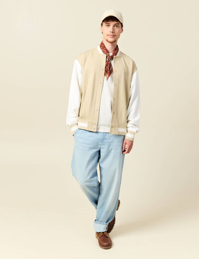 Veste sweat manches longues ecru homme