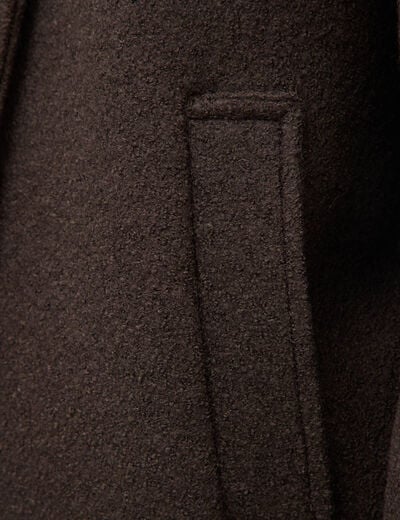 Manteau oversize court col tailleur marron fonc&eacute; femme