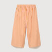 Pantalon large taille haute 3/4 en coton orange abricot femme