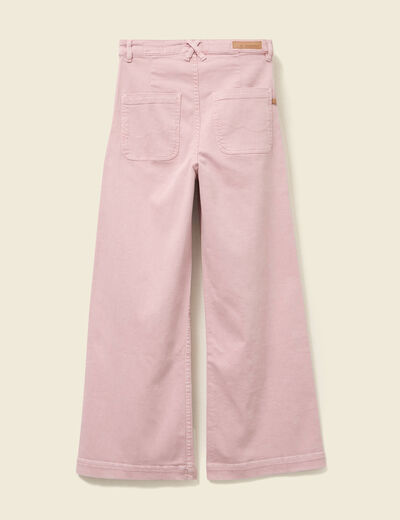 Pantalon large taille haute en jeans rose clair femme