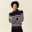 Pull manches longues bleu fonc&eacute; homme