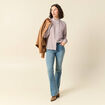 Chemise manches longues col montant marron cognac femme