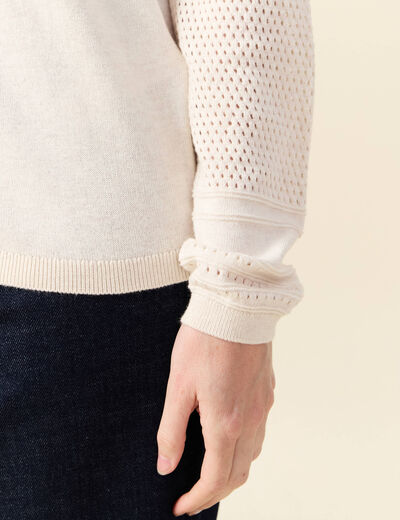 Gilet manches longues boutonn&eacute; creme femme