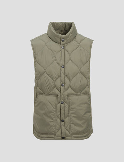 Doudoune droite sans manches vert kaki homme