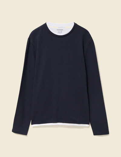 T-shirt manches longues bleu marine homme