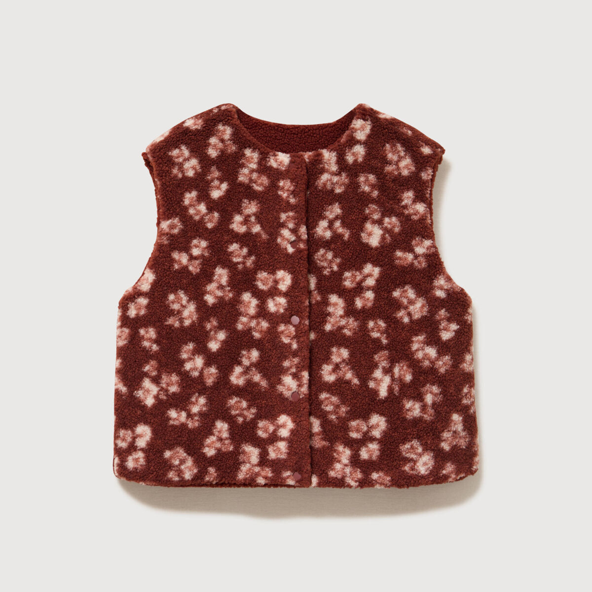 Gilet sans manches r&eacute;versible rouge fonc&eacute; femme