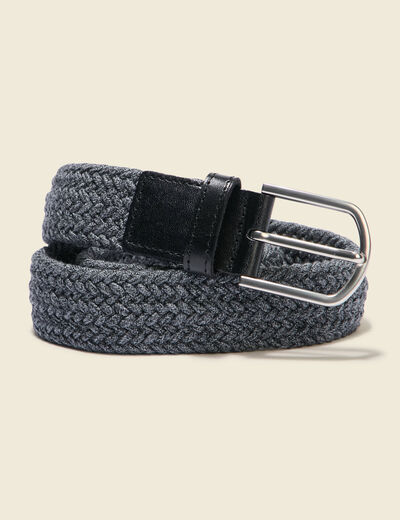 Ceinture élastiquée tressée gris foncé homme