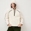 Sweat droit bouclette col montant ecru femme